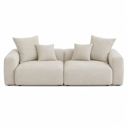 Sofa modułowa 2-osobowa 200 cm tkanina lniana beżowa