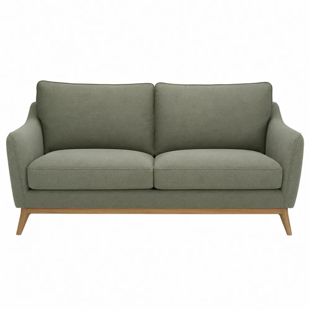 Sofa dwuosobowa zielona tkanina poliestrowa, drewno bukowe 180x85x75 cm