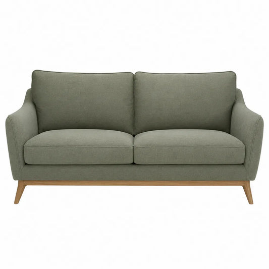 Sofa dwuosobowa zielona tkanina poliestrowa, drewno bukowe 180x85x75 cm