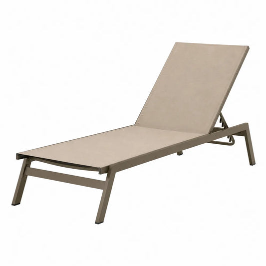 Leżak ogrodowy aluminiowy z tkaniny tekstylnej beżowy 200x65x30 cm