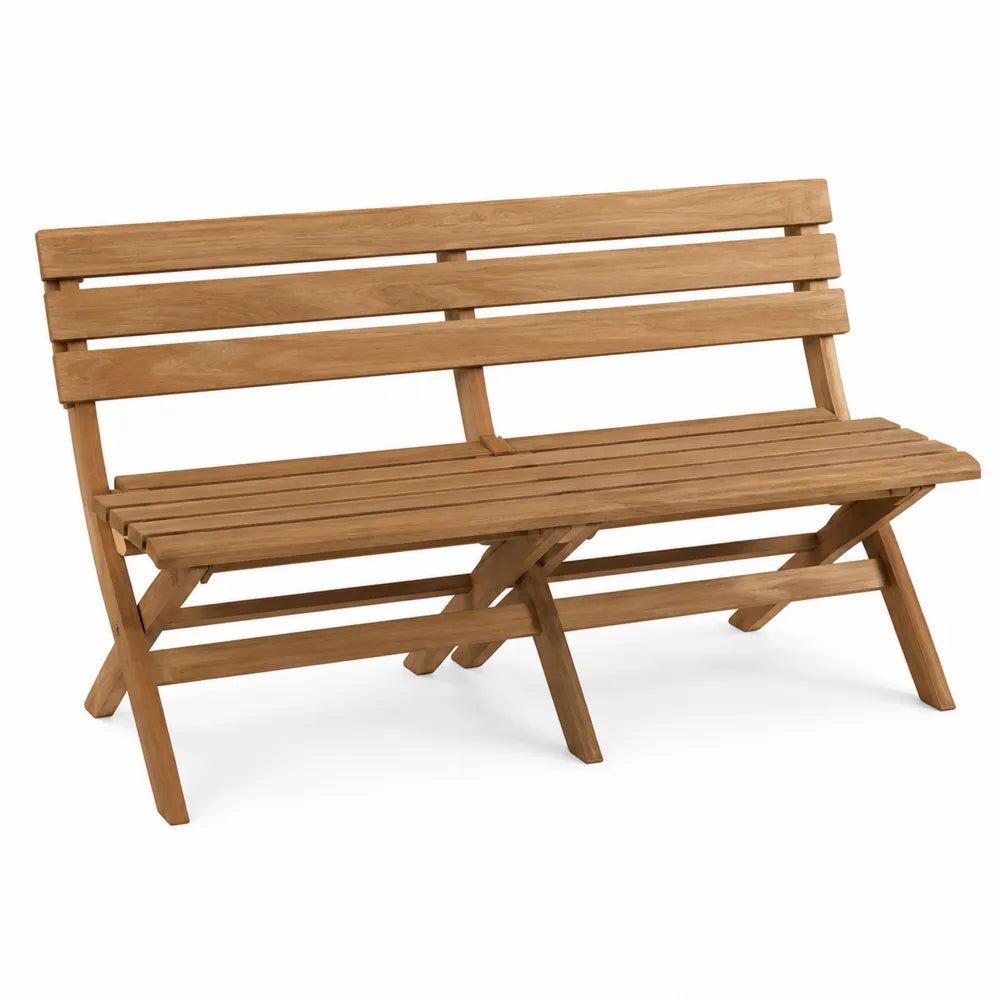 Ławka ogrodowa drewniana tekowa składana 140 cm