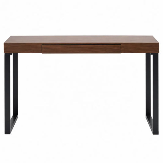 Biurko prostokątne z szufladą z drewna MDF i metalu 120x60x75 cm brązowy/czarny