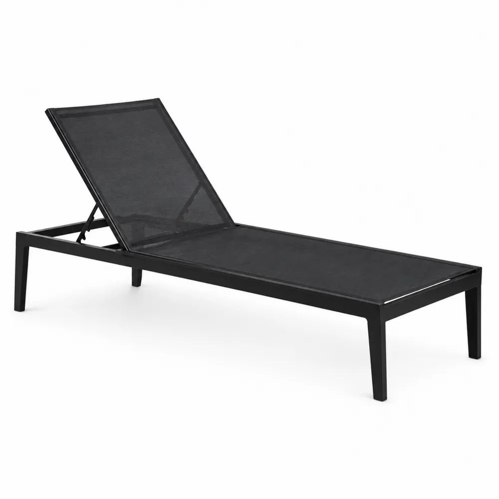 Leżak z aluminium i siatki tekstylnej 195x65x32 cm czarny
