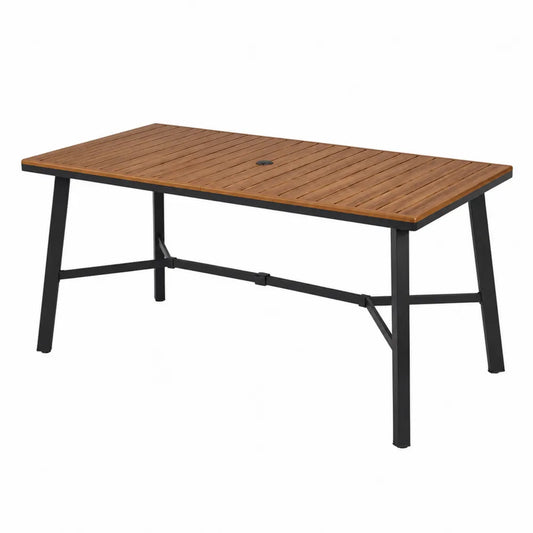 Stół prostokątny z drewna akacjowego i stali 150x90x75 cm brązowy/czarny