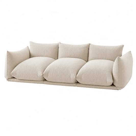 Sofa lniana beżowa 220x95x70 cm