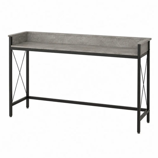 Konsola metalowa z blatem MDF o wyglądzie szarego betonu 120x30x80 cm