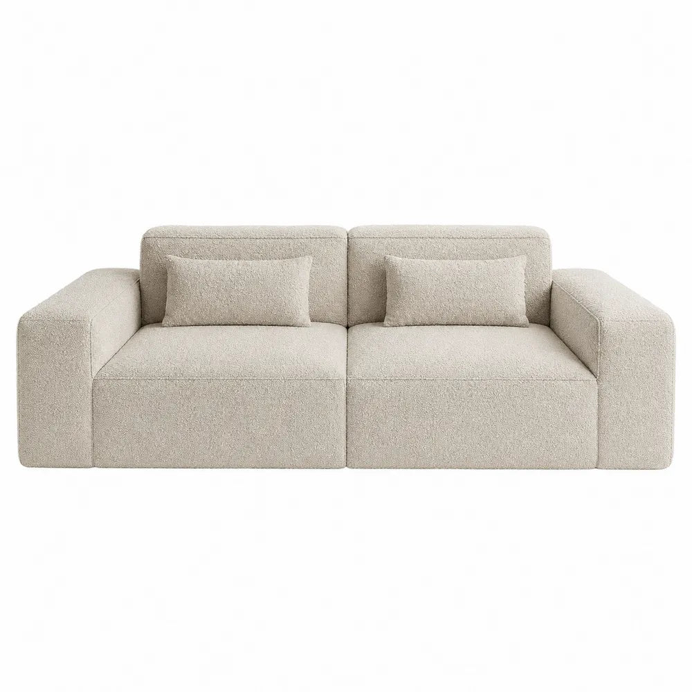 Sofa Modułowa z Bouclé w Kolorze Beżowym