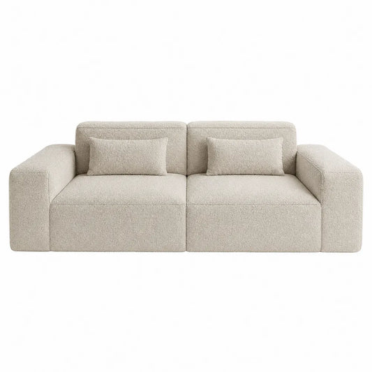 Sofa Modułowa z Bouclé w Kolorze Beżowym