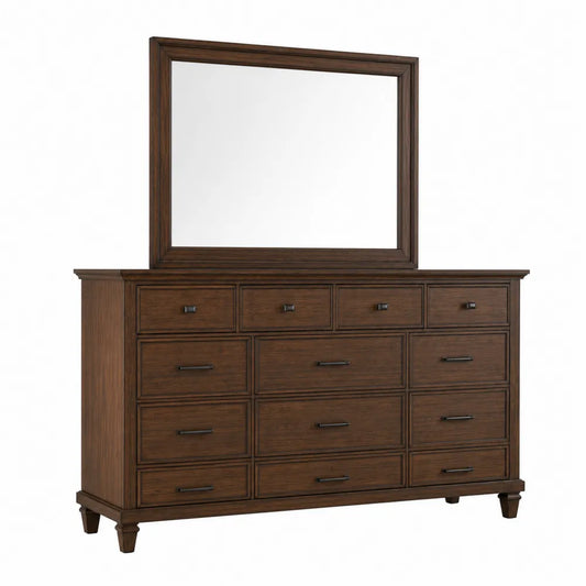 Komoda z lustrem drewniana orzech włoski 150 cm